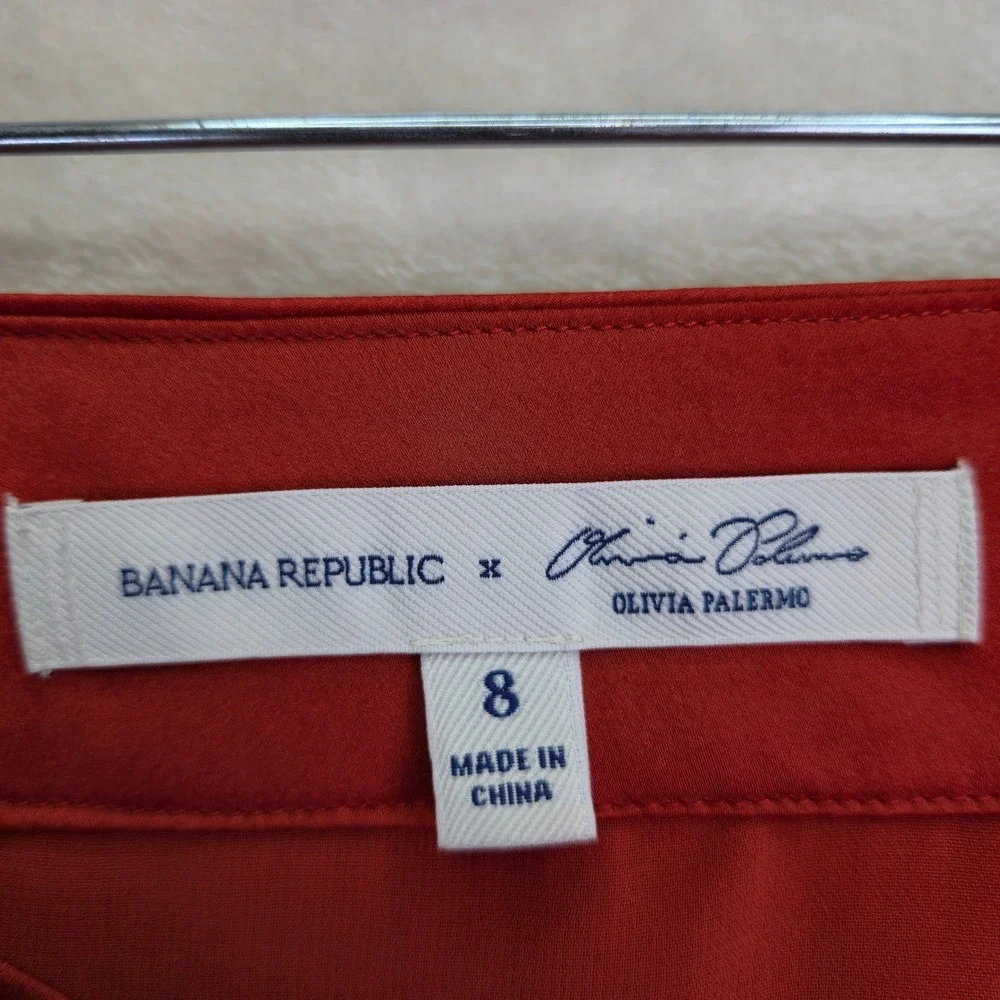 Banana Republic Olivia Palermo Burnt Orange Pleated Midi Wrap Skirt 8‎ Office